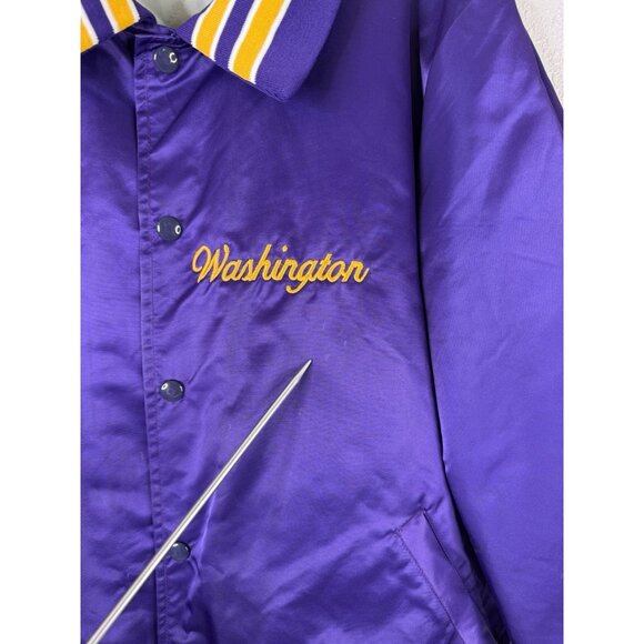 VTG Washington Huskies Satin Jacket Mens L Made In USA Front Back Spell Out READ - Picture 4 of 16